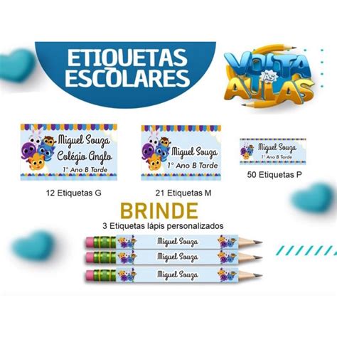 Kit Etiquetas Escolar Personalizada Shopee Brasil