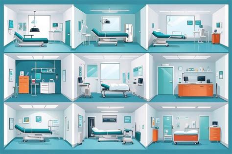 Premium Photo Hospital Rooms Flat Vector Illustrations Set Doctor