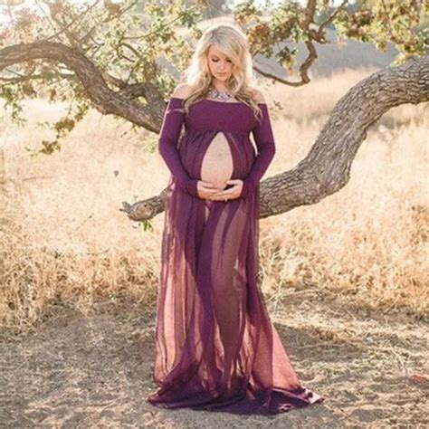 2021 Envsoll Maternity Dress For Photo Shoot Maxi Gown Maternity Chiffon Dress For Pregnant