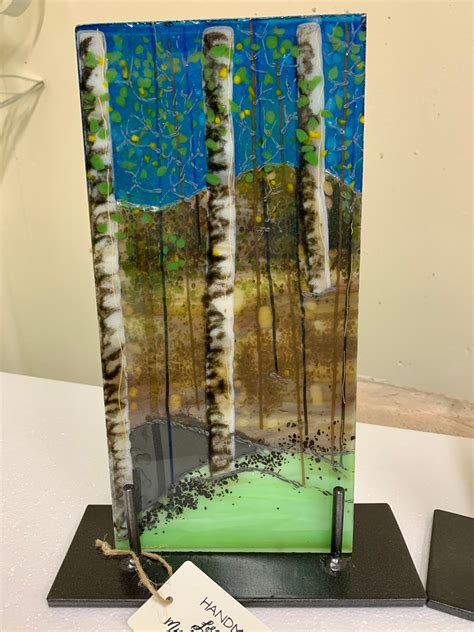 Custom Designed And Kiln Fused Landscape Glass Panels Aspens In The