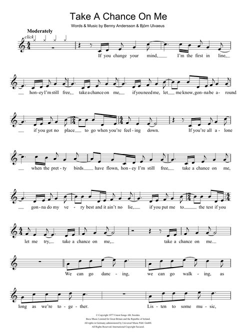 Take A Chance On Me By Abba Sheet Music For Recorder Solo At Sheet