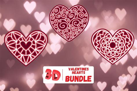 3d Valentines Hearts Svg Bundle Graphic By Svgocean · Creative Fabrica