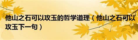 他山之石可以攻玉的哲学道理他山之石可以攻玉下一句 草根科学网