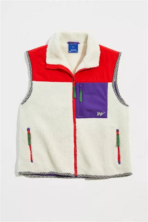 Uo Colorblock Sherpa Vest Urban Outfitters