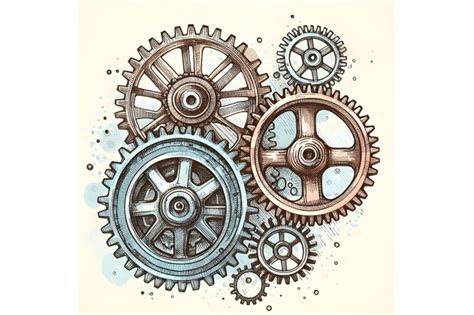 Hand Drawn Vintage Gears By Dianaxstoyanova TheHungryJPEG