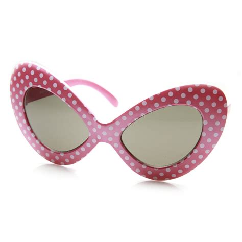 Retro Womens Oversize Polka Dot Cat Eye Sunglasses Zerouv