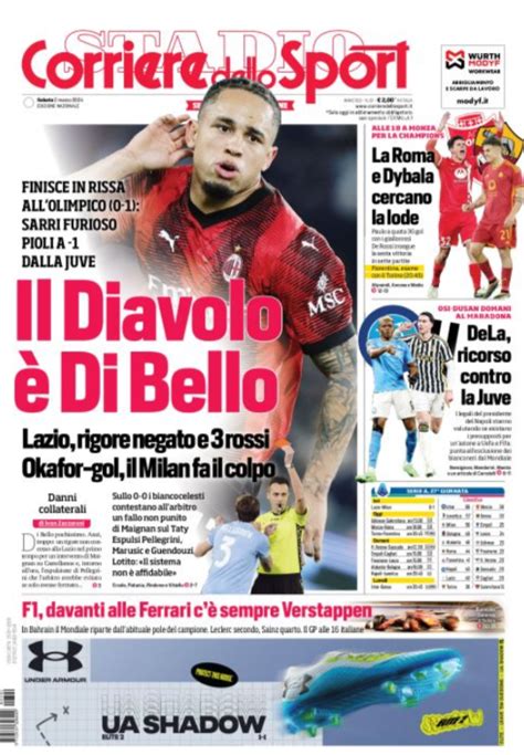 Prima Pagina Corriere Dello Sport Il Milan Di Bello Pianeta Milan