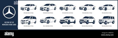 Vector Silhouettes Icons Of Mercedes Brand Cars Stock Vector Image And Art Alamy