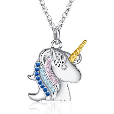 Licorne Collier Femme Enfant Fille Argent 925 Licorne Pendentif Enfant