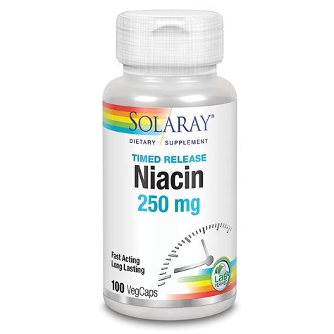 Solaray Niacin Timed Release 250mg Vitamin B3 Skin Health