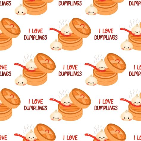 Dumpling y gyoza dibujo vectorial de patrones sin fisuras albóndigas