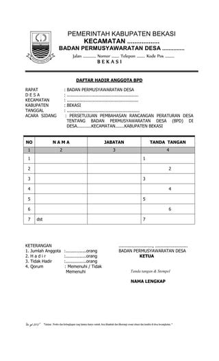 Contoh Peraturan Desa Tentang Bpd Pdf