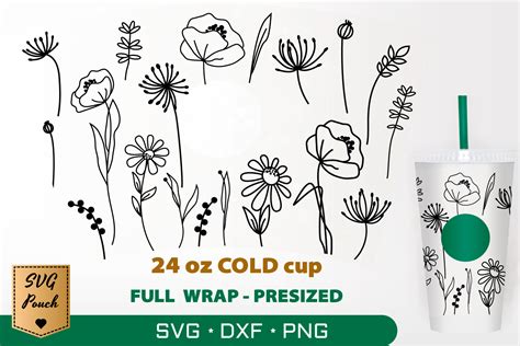 Art And Collectibles Digital Prints Prints Cup Wrap Svg Flower Cup Svg Flower Svg For 24oz Cold