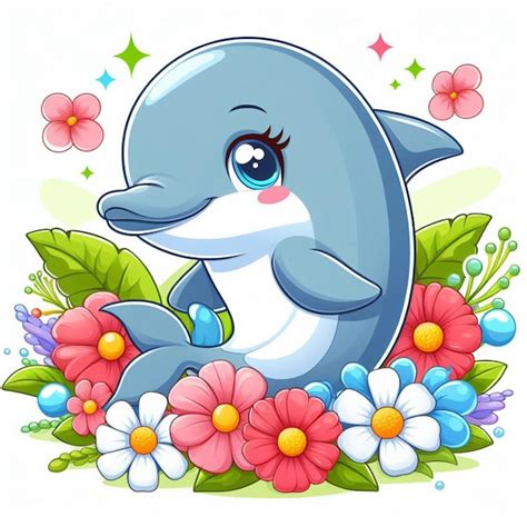 Premium Vector Cute Dolphin Fish Vector Cartoon Illustration