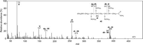 Ei Mass Spectrum Lower Mass Range Of The Me Tms Derivative Of