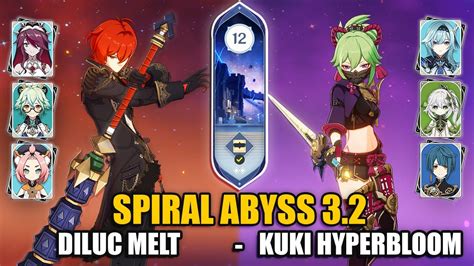 F2p Diluc Melt Team And Nahida Kuki Hyperbloom Team Spiral Abyss 32