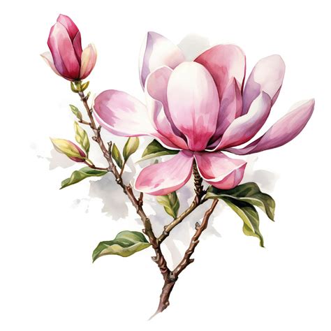 Premium Photo | A painting of a magnolia tree with pink flowers