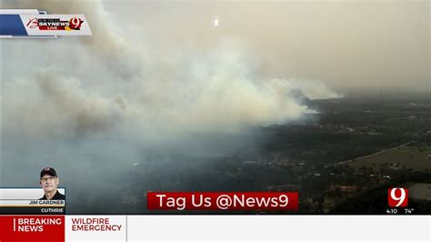 Watch Bob Mills Skynews Flies Over Guthrie Wildfires