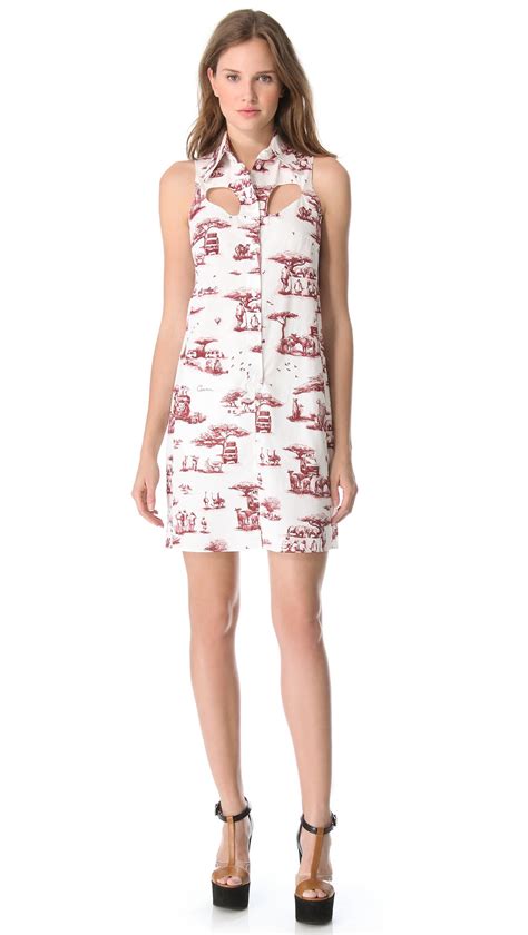 Lyst - Carven Cutout Safari Toile Dress in White