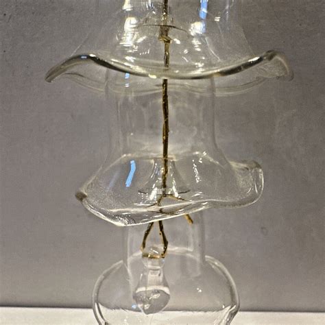 Vintage S Clear Glass Tiered Bell Ornament Scallop Edged Nesting