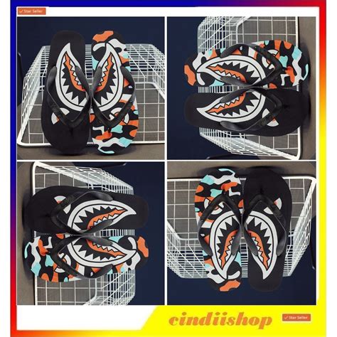 Jual Sandal Jepit Pria Supremee Motif Shark Sendal Japit Hiu Distro