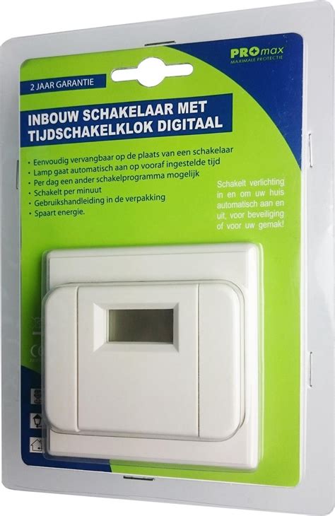 Promax Inbouw Schakelaar Met Digitale Tijdschakelklok Wit