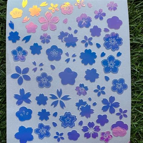 Holographic Sakura Cherry Blossom Stickers Cute Sakura Polco Etsy