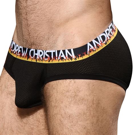 Andrew Christian Flames Mesh Almost Naked Briefs Black Inderwear