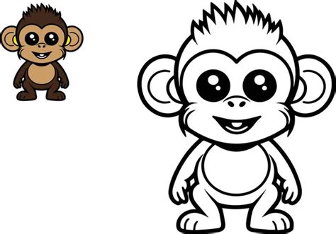 Vector Illustration Cartoon Monkey Banana Coloring Book Stock Vector By