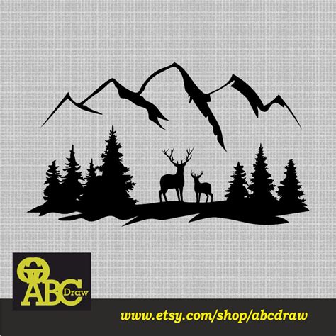 Mountain Design Laser Cut Svg Dxf Files Wall Sticker Engraving Etsy