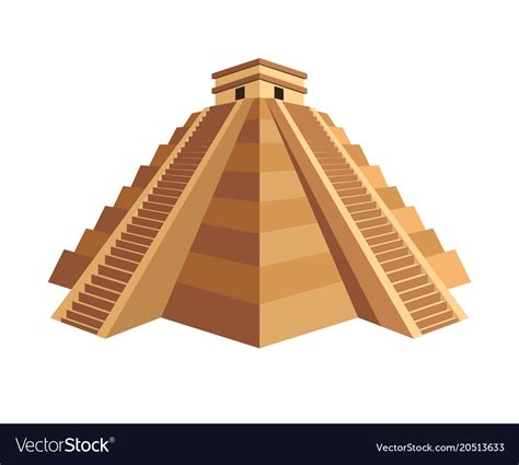 Ancient Maya Pyramid With Temple On Top And Long Vector Image