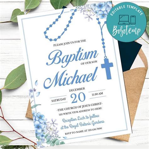 Rosary Invitation Customizable Template Diy Bobotemp