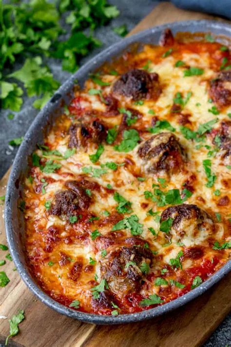 Cheesy Baked Meatballs Nickys Kitchen Sanctuary