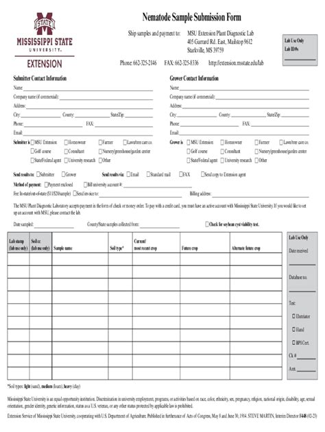 Fillable Online Nematode Sample Submission Form Use This Form To