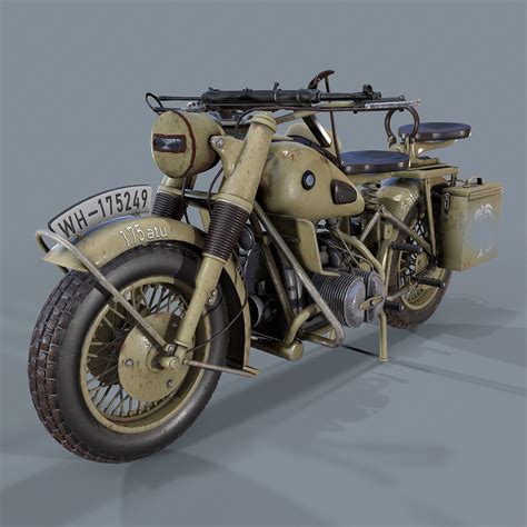 Pbr German Motorcycle R Sahara Ww D Model Cgtrader