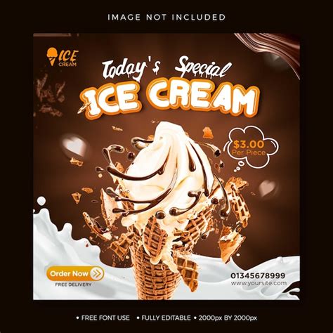 Premium PSD Today S Special Delicious Ice Cream Social Media Banner