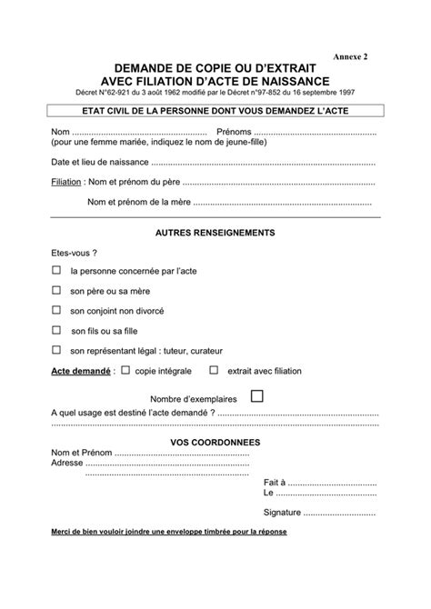 Lettre Demande Acte De Naissance Modele De Lettre Type Hot Sex Picture