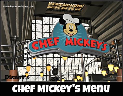 Chef Mickey S Menu Disney S Contemporary Resort At Walt Disney World