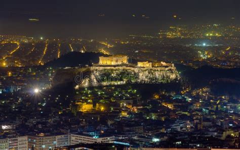 Acropolis Night View From Lycabettus Hill, Athens Stock Images - Image: 23556144