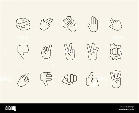 Collection Of Hand Gestures Flat Icons Stock Vector Image Art Alamy