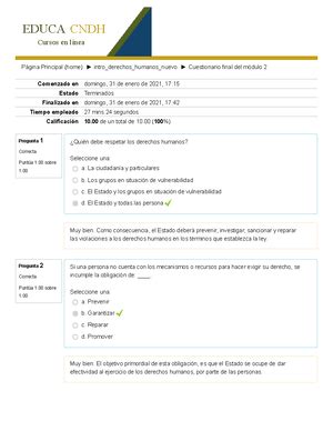 Cuestionario Final Del M Dulo Comenzado En Lunes De Marzo De