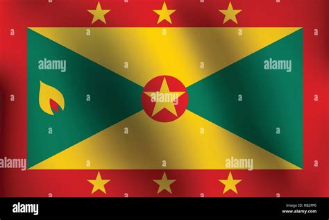 Flag of Grenada with a little Waving, Shading & Flag Colors separated ...