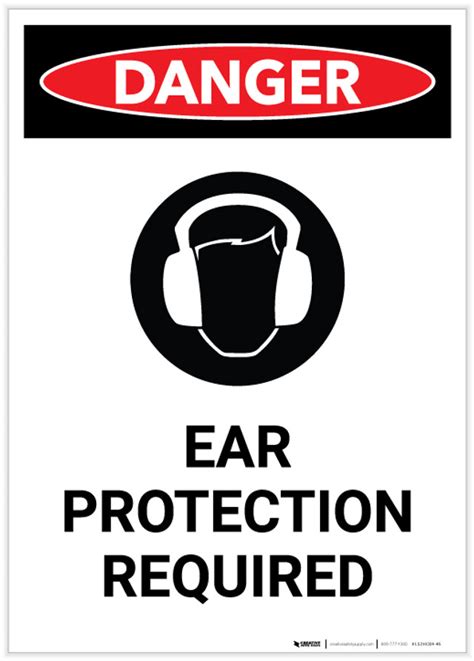 Danger Ppe Ear Protection Required With Icon Portrait Label