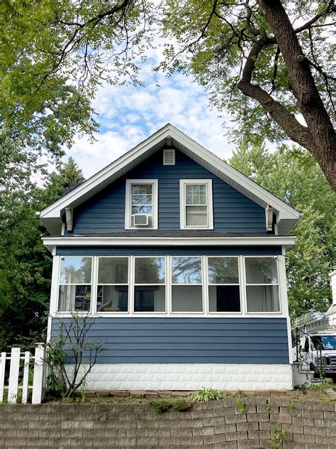 Blue siding with white trim is a classic exterior color scheme. With ...