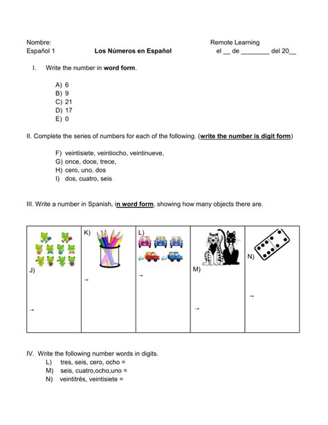 Los Numeros En Espanol