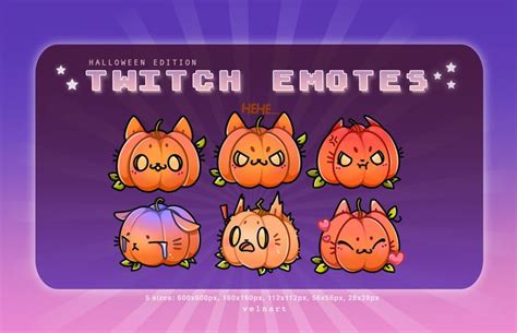 Twitchdiscord Emotes 6 Pack Halloweencat Pumpkin Etsy In 2024 Cute Doodles Drawings Cute