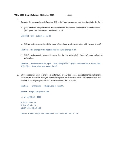 Padm Quiz Solutions Padm Quiz Solutions October