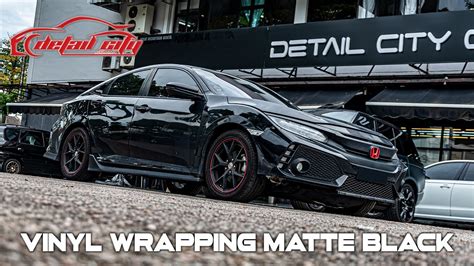 Honda Civic Vinyl Wrapping Matte Black Vinyl Wrapping Youtube