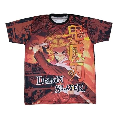 Camiseta Rengoku Kimetsu No Yaiba Blusa Adulto Unissex Anime Demon