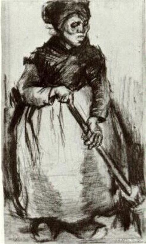 拿扫帚的农妇 Peasant Woman with Broom 1885 Nunen Nuenen Netherlands 文森特